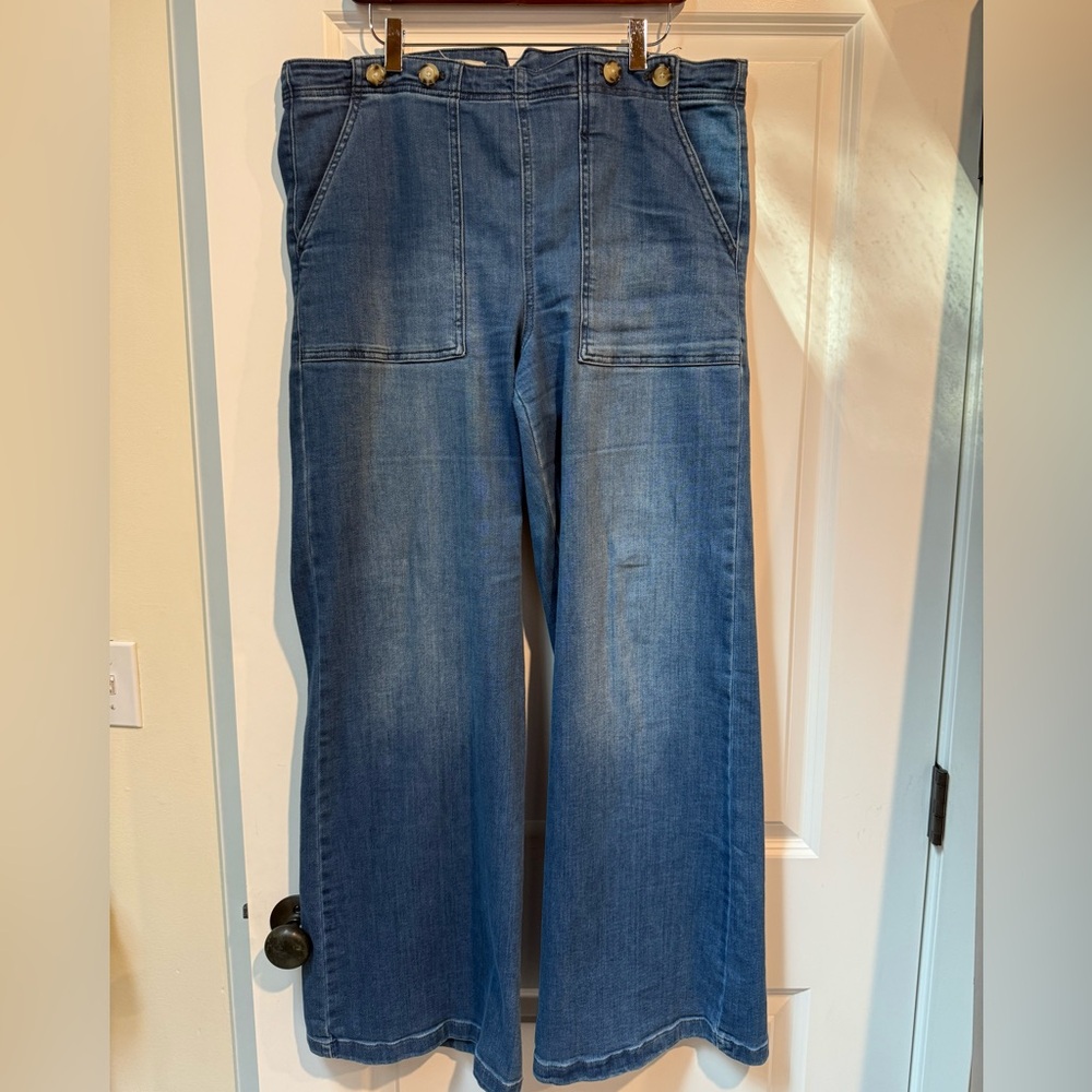 Pilcro Wide Leg Blue Denim Jeans
